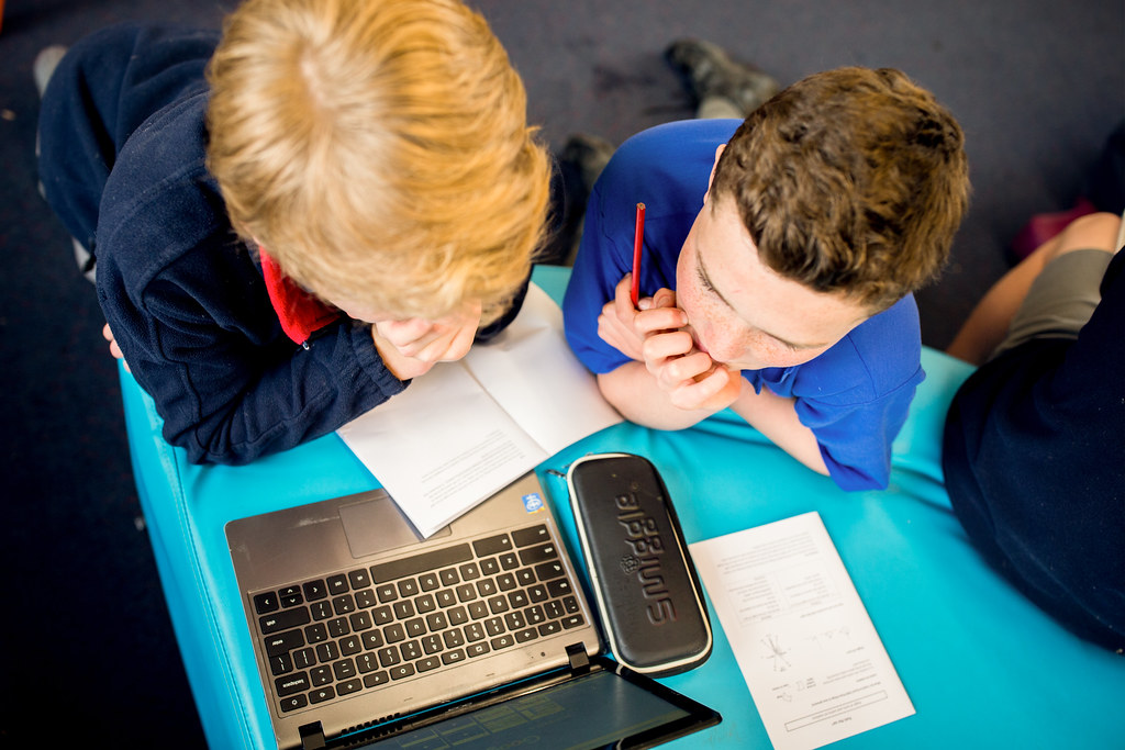 Children accessing the internet for school